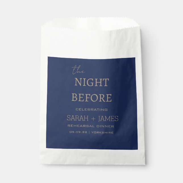 Modern Navy the Night Before Wedding Party  Favour Bag (Front)