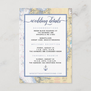Modern Navy #Wedding Annapolis MD Nautical Map Enclosure Card