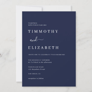 Modern Navy Wedding Invitation