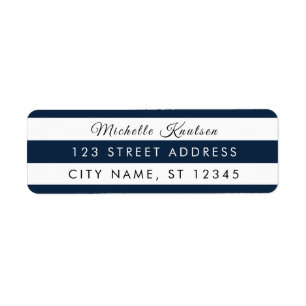 Modern Navy & White Stripes Address Labels