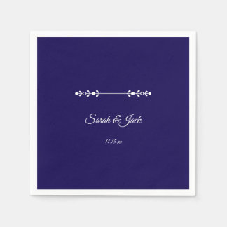 Modern Navy & White Wedding Napkin