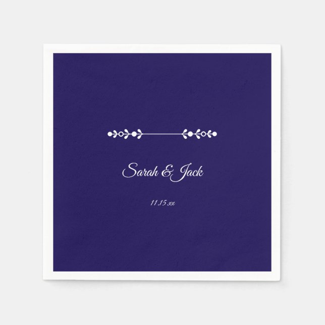  Modern Navy & White Wedding  Napkin (Front)