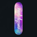 Modern nebula watercolor bright space monogram skateboard<br><div class="desc">Modern nebula watercolor bright space monogram with a bold font typography</div>