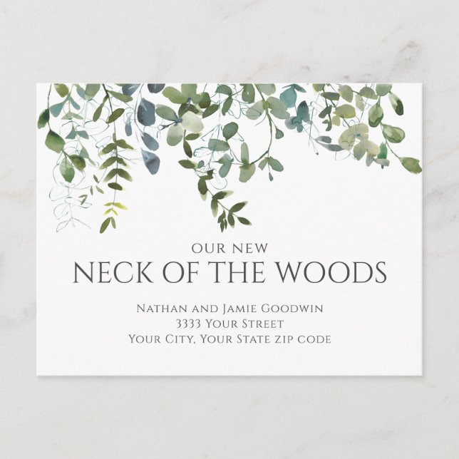 Modern Neck of the Woods Moving Announcement   Postcard (Front)
