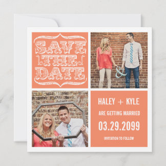 Modern Nectarine Orange Save the Date Photo Cards