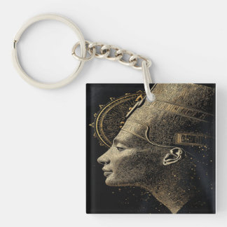 Modern Nefertiti Luxury Black and Gold King Tut Ar Key Ring