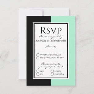Modern Neo Mint Black Personalised WEDDING RSVP Card
