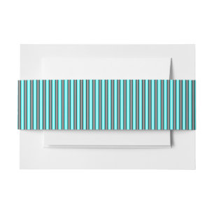 Modern Neon Blue and Black 3D Metal Effect Stripes Invitation Belly Band