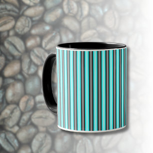 Modern Neon Blue and Black 3D Metal Effect Stripes Mug