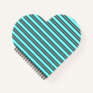 Modern Neon Blue and Black 3D Metal Effect Stripes Notebook