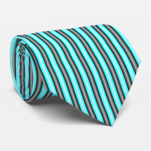 Modern Neon Blue and Black 3D Metal Effect Stripes Tie
