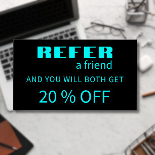 Modern Neon Blue Black Referral Cards