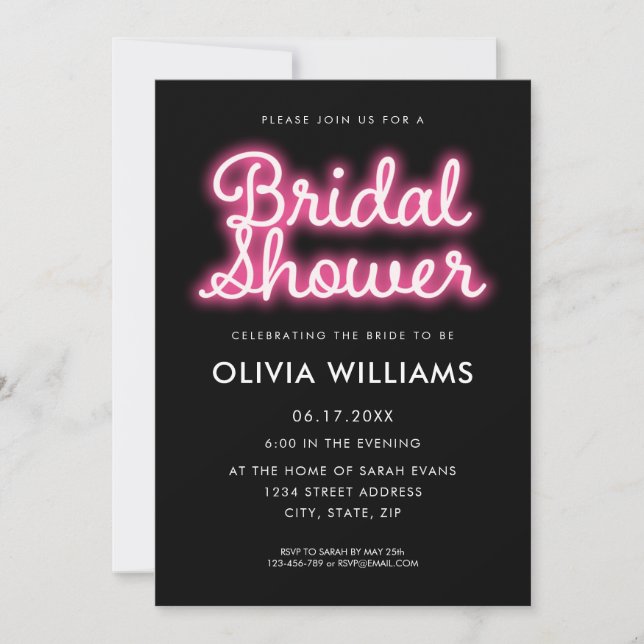 Modern Neon Bridal Shower Invitation (Front)
