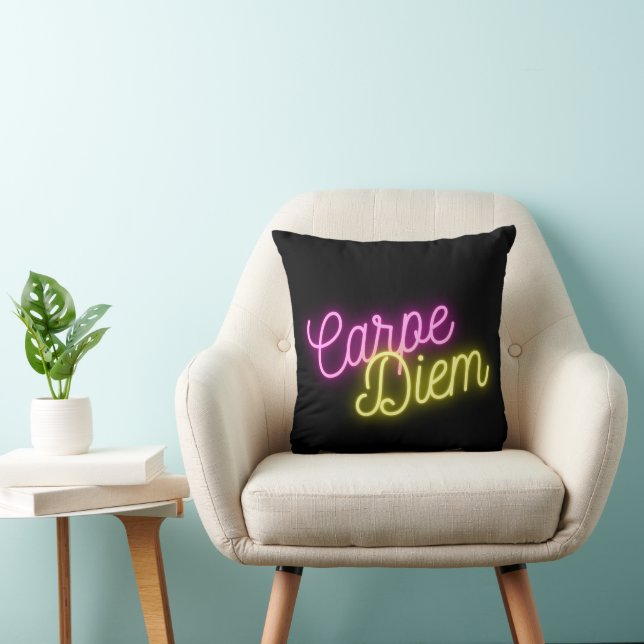 Modern Neon Carpe Diem Word Art   Cushion (Chair)
