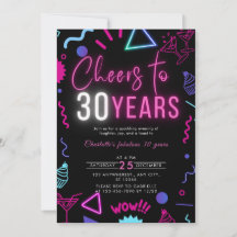 Modern Neon Cheers to 30 Years 30th Birthday Party