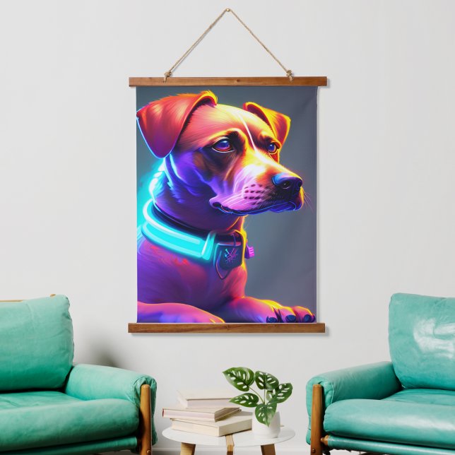 Modern Neon Coloured Dog     Hanging Tapestry (Creator Uploaded)