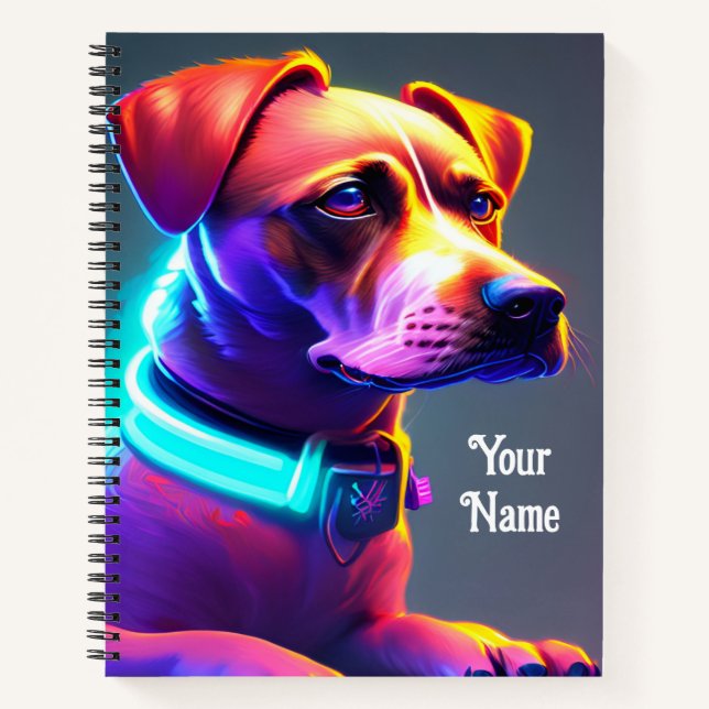 Modern Neon Coloured Dog     Notebook (Front)