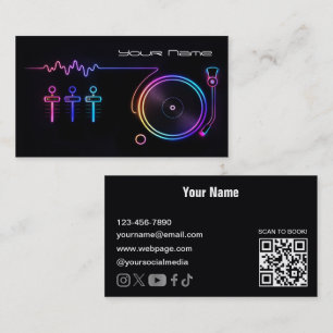 Modern Neon DJ Business Card