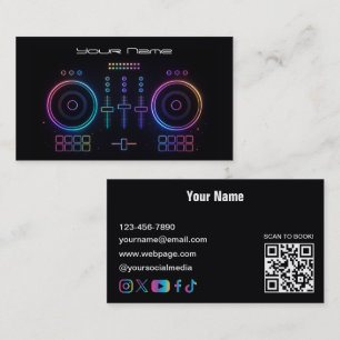 Modern Neon DJ Business Card
