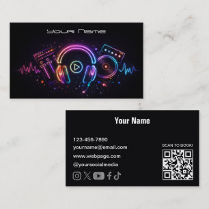 Modern Neon DJ Business Card