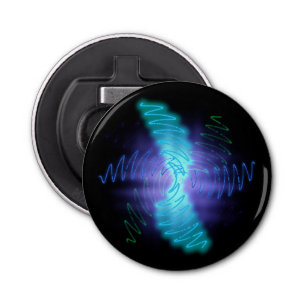 Modern Neon Glowing Sound Waves Bottle Opener