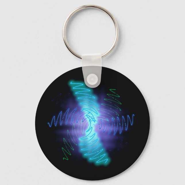 Modern Neon Glowing Sound Waves Key Ring (Front)