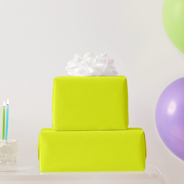 Modern neon green bright solid plain cool wrapping paper (Party Gifts)
