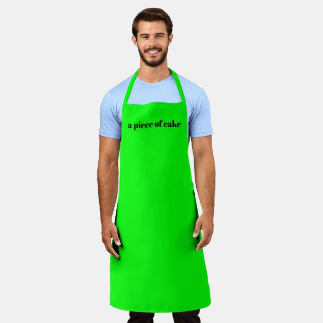 Modern  neon green custom name text monogram plain apron (Worn)