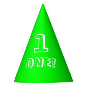 Modern neon green custom number age year birthday party hat