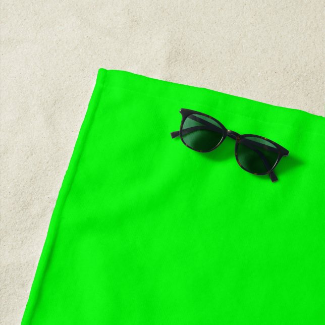 Modern neon green screen bright solid colour cool beach towel (In Situ)