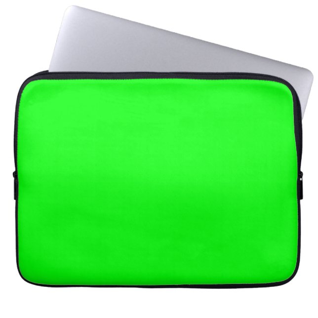 Modern neon green screen bright solid plain cool laptop sleeve (Front)