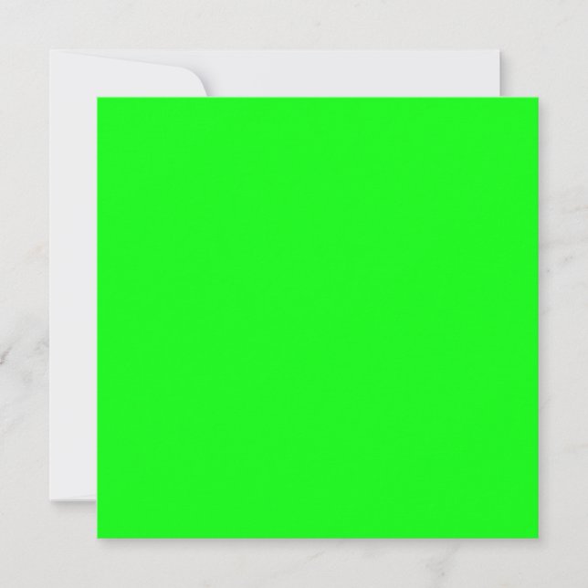 Modern neon green screen bright solid plain cool thank you card (Front)
