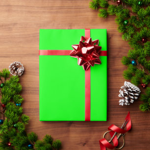 Modern neon green screen bright solid plain gift wrapping paper