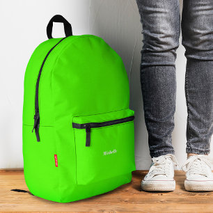 Modern Neon Green Stylish Name  Printed Backpack