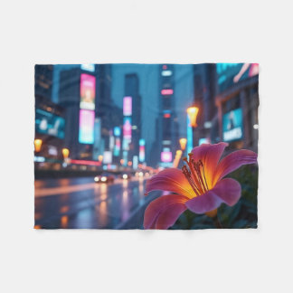 Modern Neon Lily Fleece Blanket