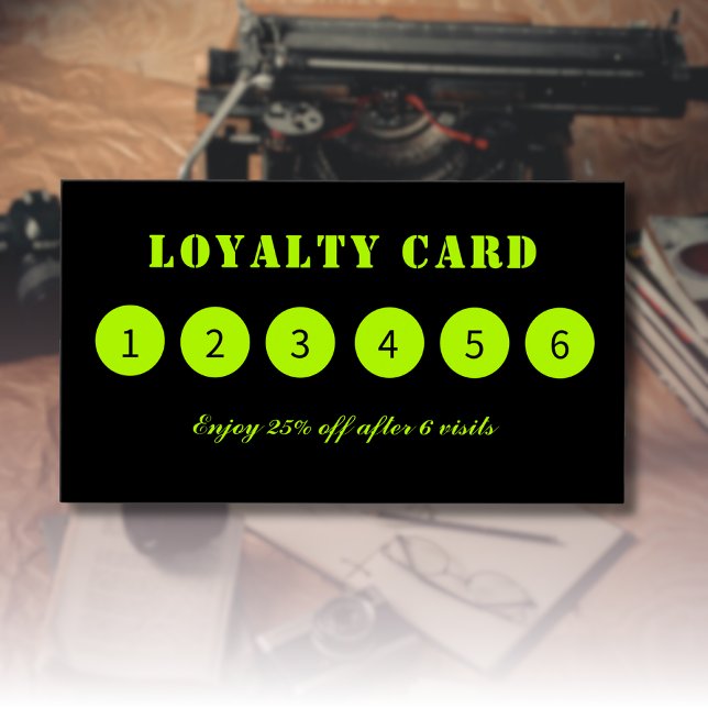 Modern Neon Lime Black Loyalty Cards (Creator Uploaded)