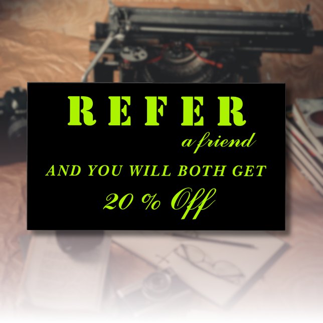 Modern Neon Lime Black Referral Cards (Creator Uploaded)