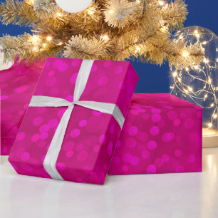 Modern neon magenta pink bokeh Christmas lights Wrapping Paper