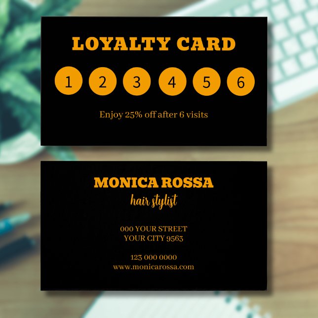Modern Neon Orange Black Loyalty Cards (Creator Uploaded)