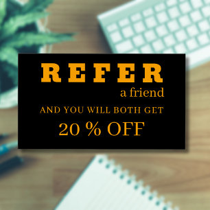 Modern Neon Orange Black Referral Cards