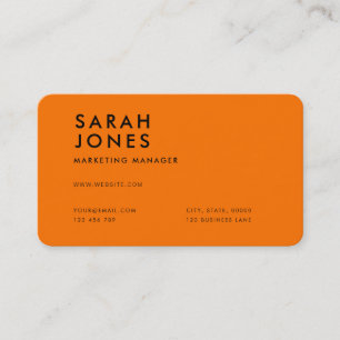 Modern Neon Orange Color Business Card
