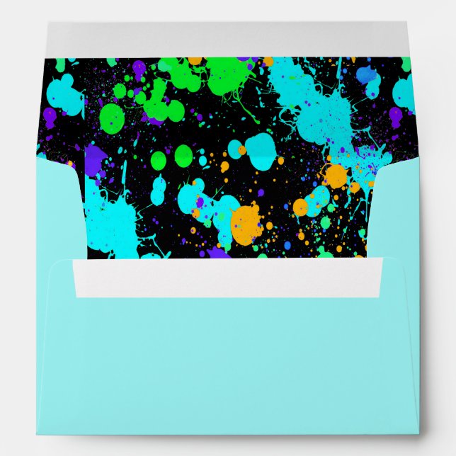 Modern Neon Paint Splatter, Envelopes (Back (Bottom))