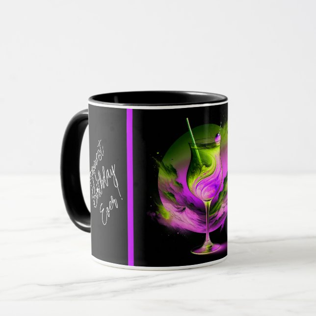 Modern Neon Party Time Personalised Mug (Front Left)