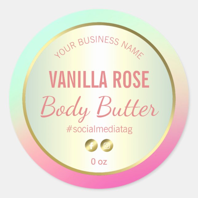 Modern Neon Pink And Green Body Butter Labels (Front)