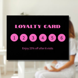 Modern Neon Pink Black Loyalty Cards
