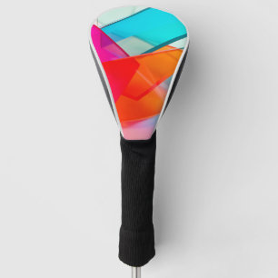 Modern Neon Pink Blue Geometric Abstract Layers Golf Head Cover