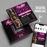 Modern Neon Pink Hair Salon Booking Flyer Card<br><div class="desc">This trendy Instagram flyer is perfect for promoting your hair salon's February special offers! The design incorporates a collage of stunning hair photos, a QR code for easy booking, and clear pricing for each service. The bold pink and black colour scheme creates a striking visual impact, ensuring your promotions stand...</div>