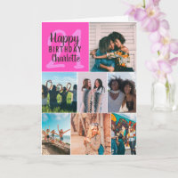 Modern neon pink photos collage grid 21 birthday