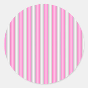 Modern Neon Pink Stripes with 3D Effect Classic Round Sticker