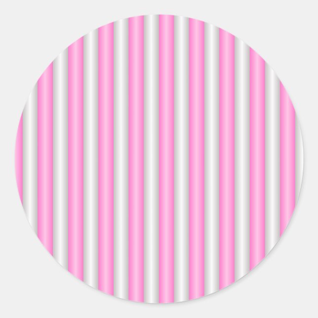 Modern Neon Pink Stripes with 3D Effect Classic Round Sticker (Front)